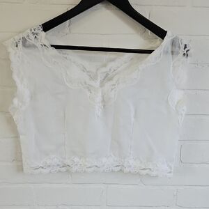 2/$10 Sheer, Lace Trimmed Crop Top